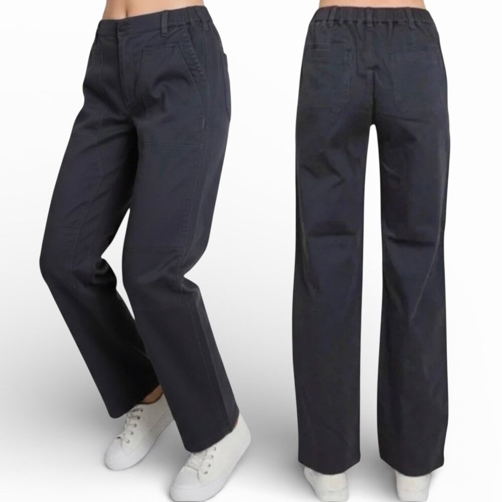 LTJ Letter to Juliet Utility Pants Sz Medium Charcoal Gray Twill Khaki Straight